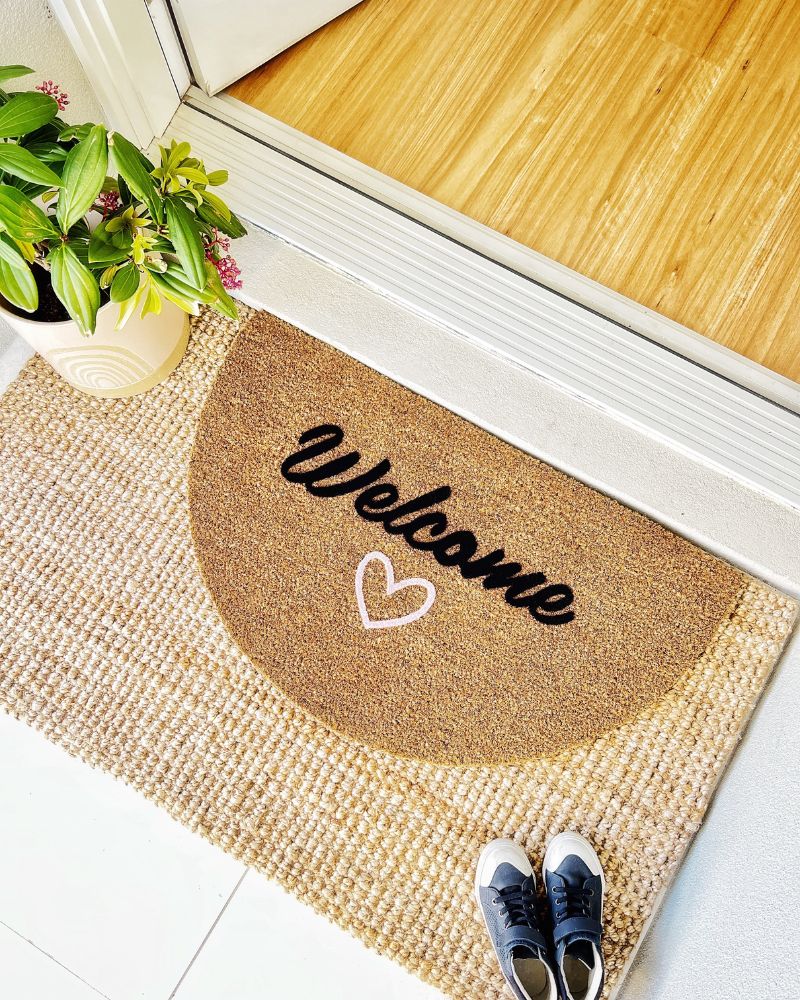 with Love Semi Circle Doormat Embossed Rustic Elm